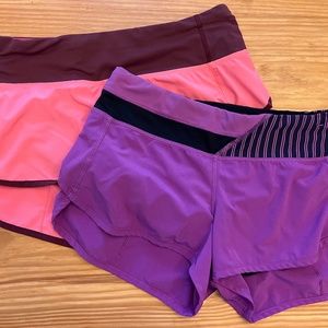 Lululemon Speed Short Bundle - Size 4 - $40 for 2, $25 each.